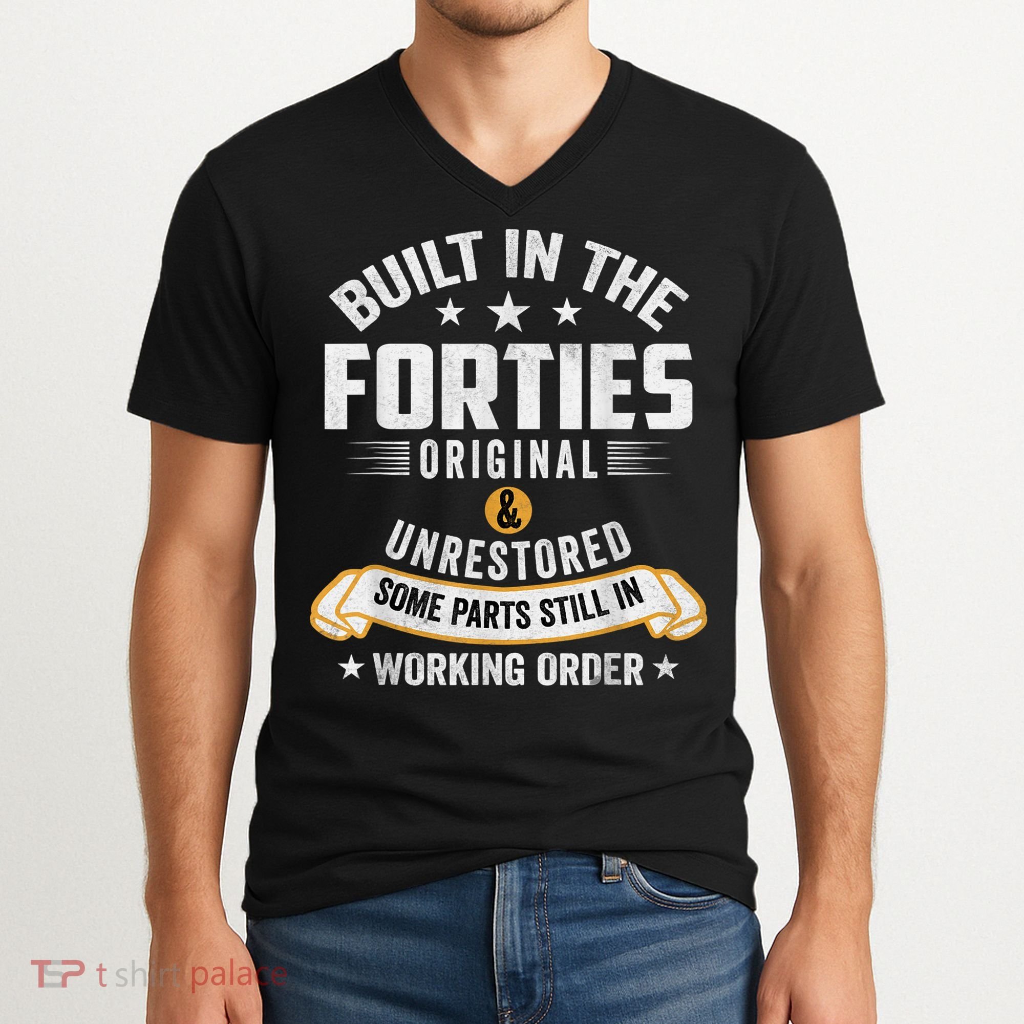 Built In The Forties Built In The 40s Birthday V-Neck T-Shirt