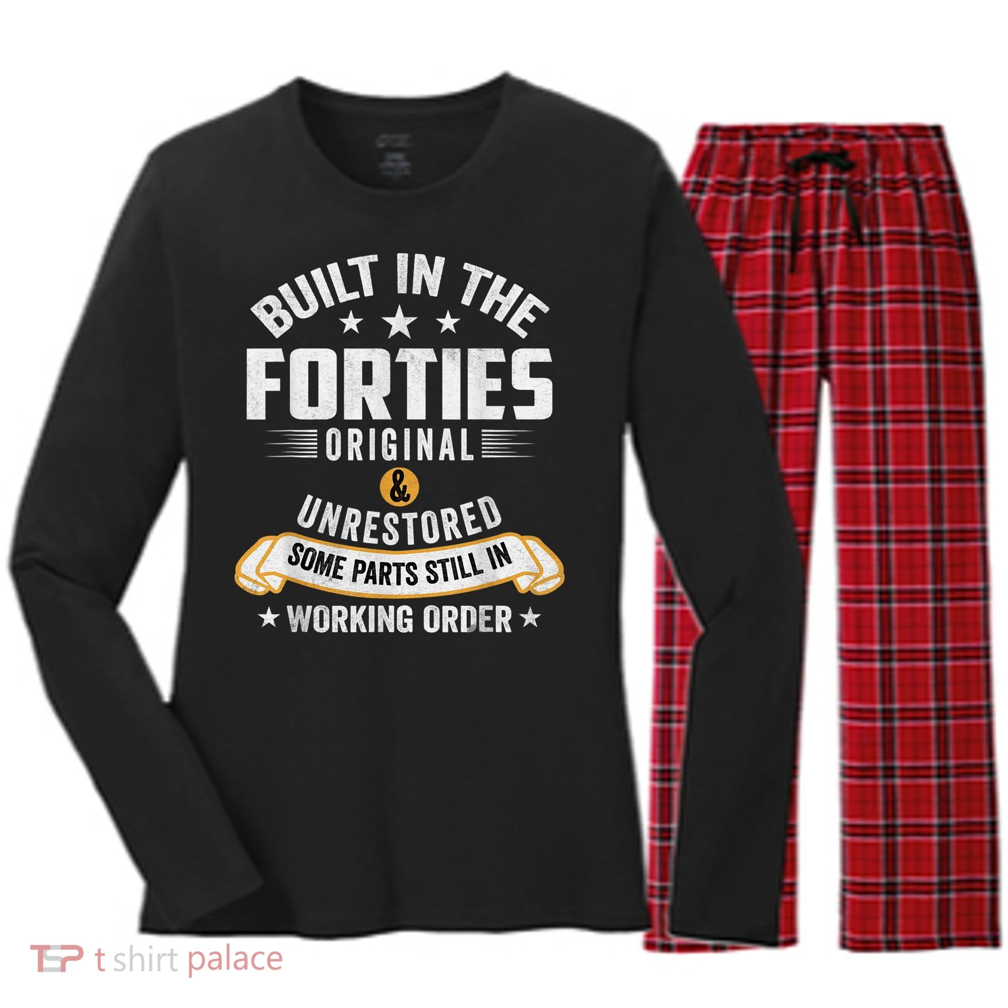 Built In The Forties Built In The 40s Birthday Women's Long Sleeve Flannel Pajama Set 