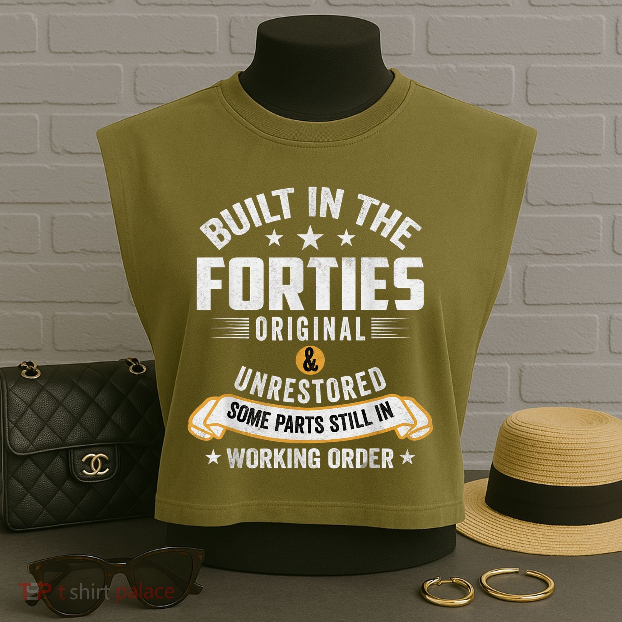 Built In The Forties Built In The 40s Birthday Garment-Dyed Women's Muscle Tee