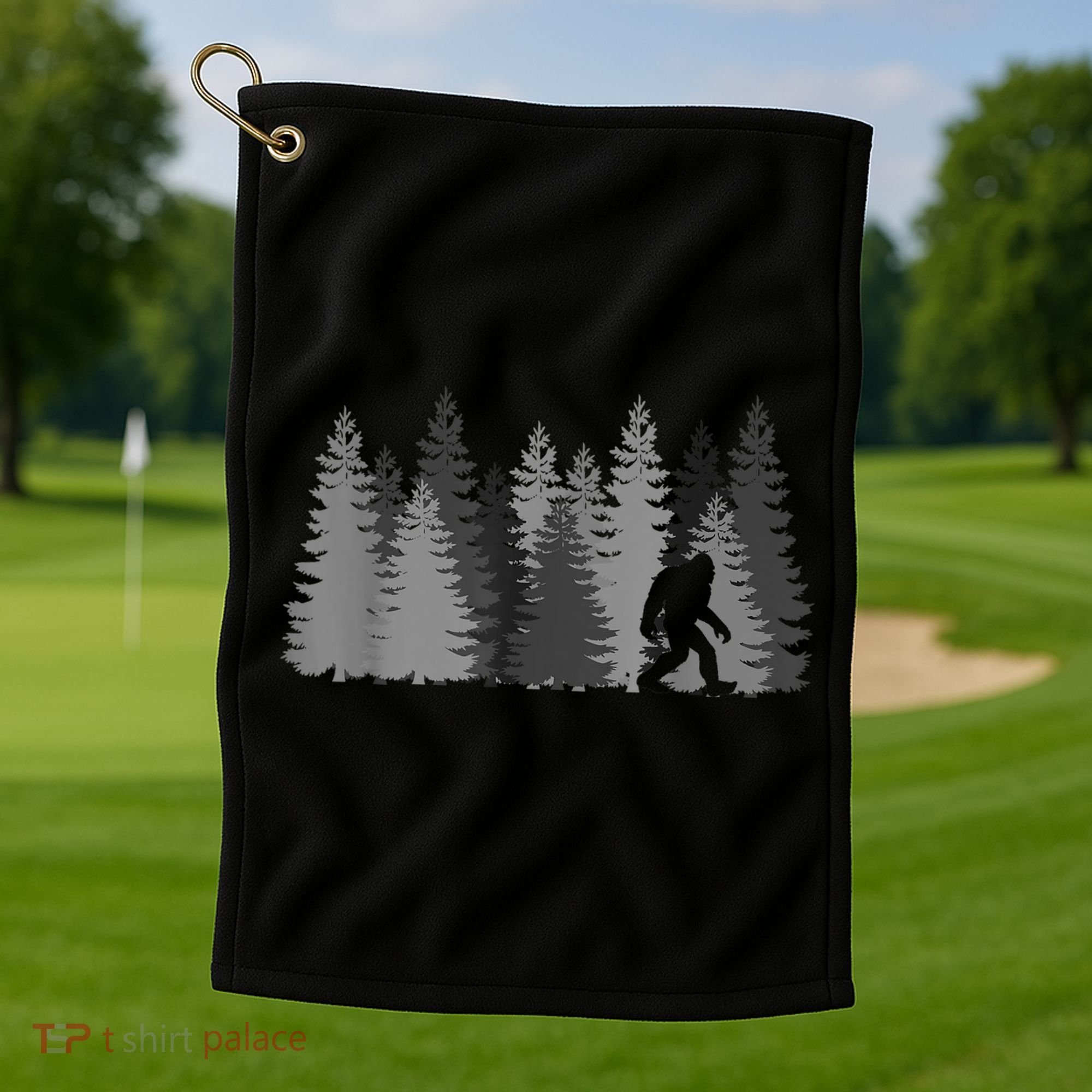 Bigfoot In The Forest Sasquatch Yeti Golf Towel