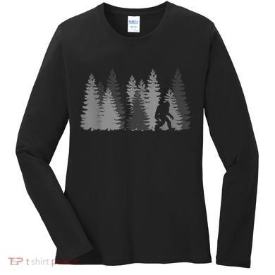 Bigfoot In The Forest Sasquatch Yeti Women's Long Sleeve Shirt