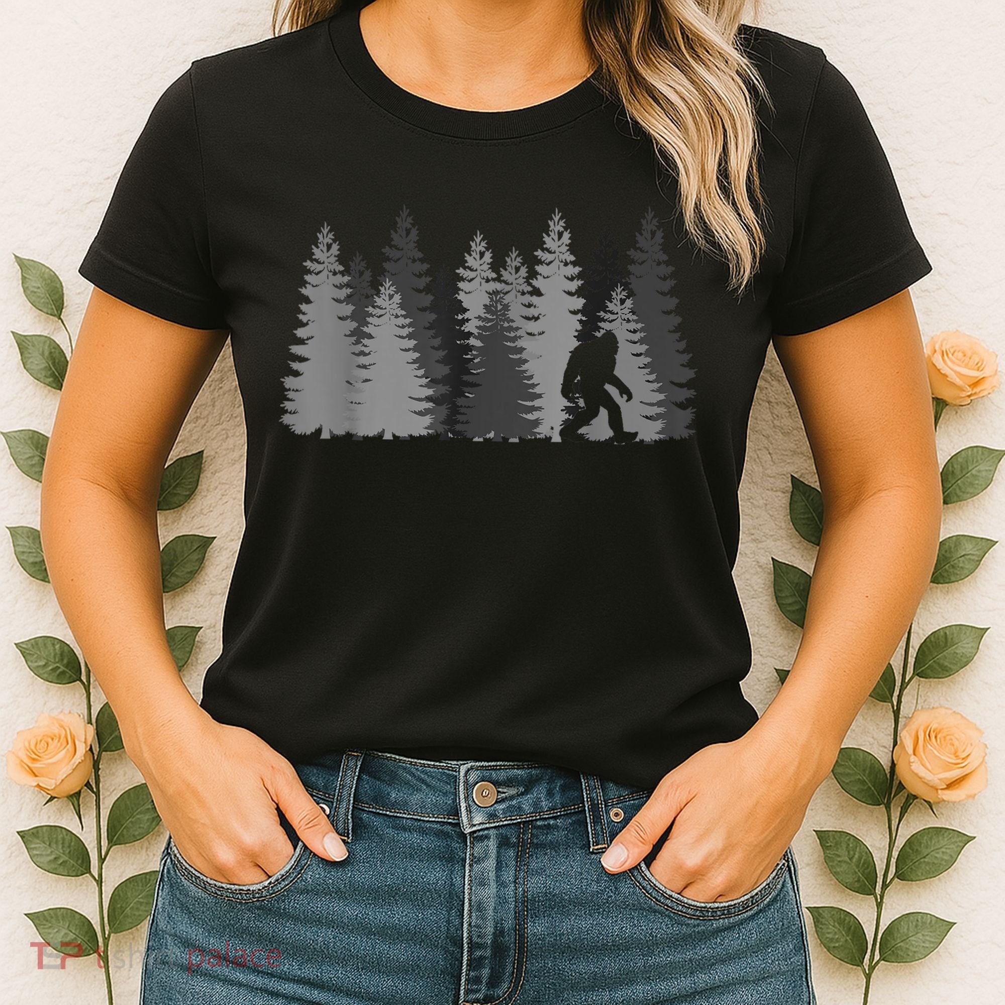 Bigfoot In The Forest Sasquatch Yeti Women's T-Shirt