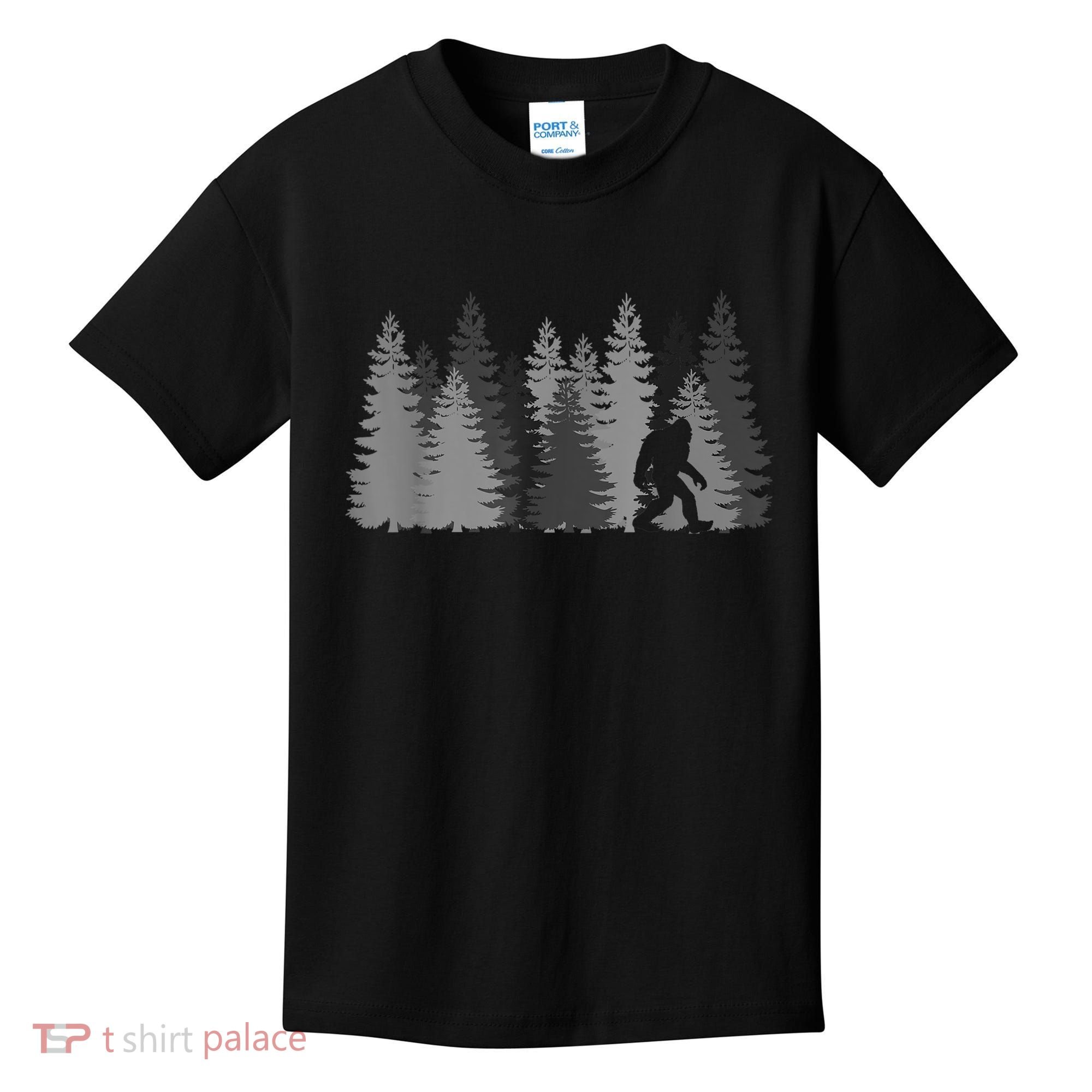 Bigfoot In The Forest Sasquatch Yeti Kids T-Shirt