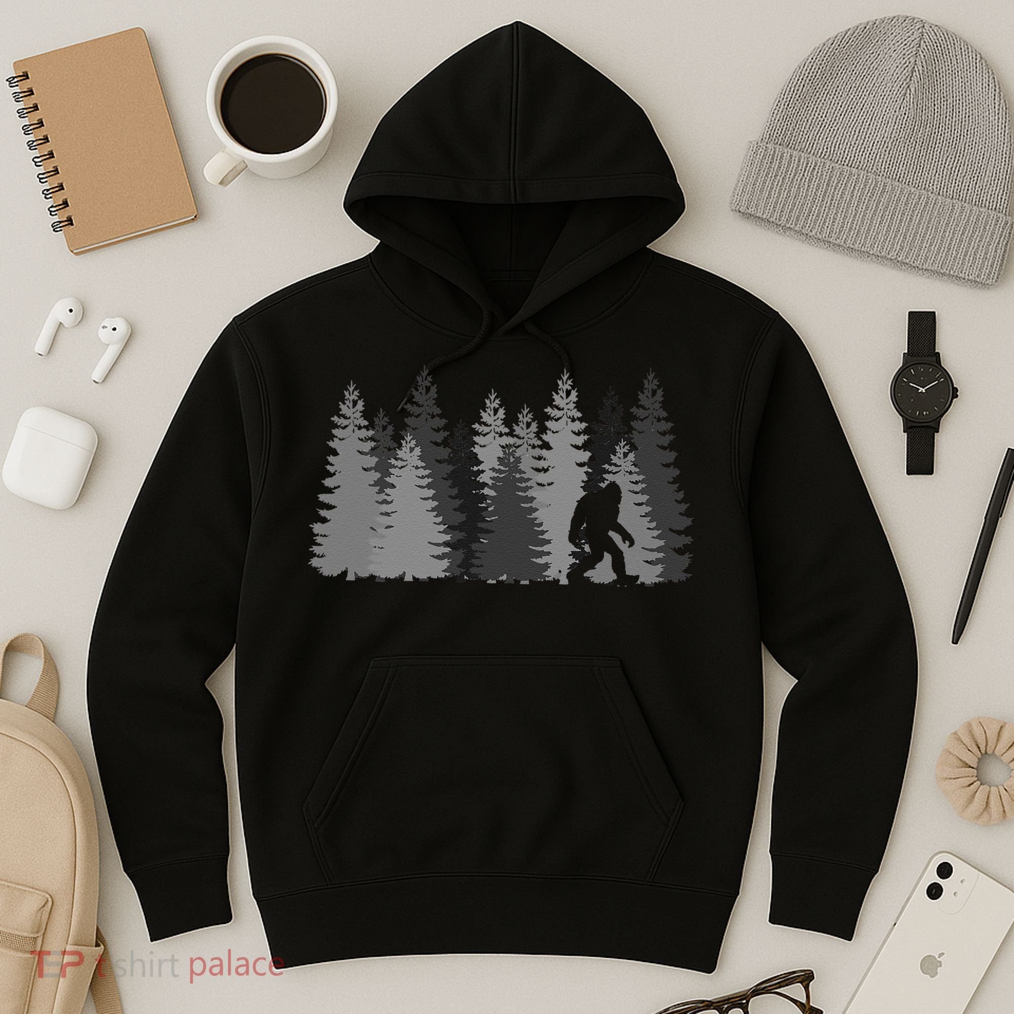 Bigfoot In The Forest Sasquatch Yeti Hoodie