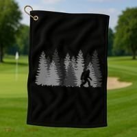 Bigfoot In The Forest Sasquatch Yeti Golf Towel thumb 1