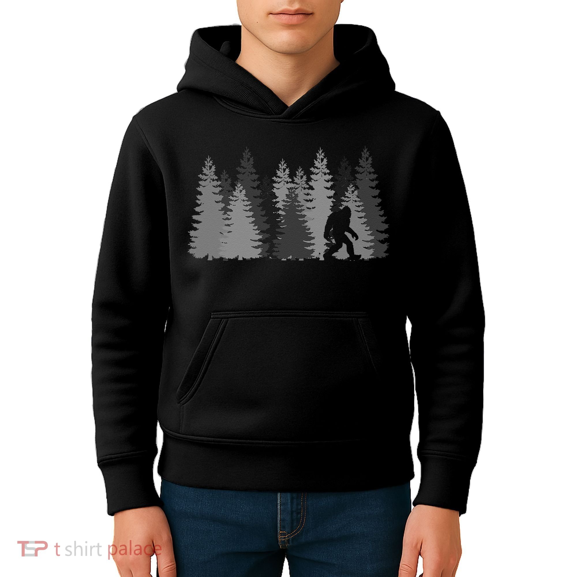 Bigfoot In The Forest Sasquatch Yeti Kids Hoodie