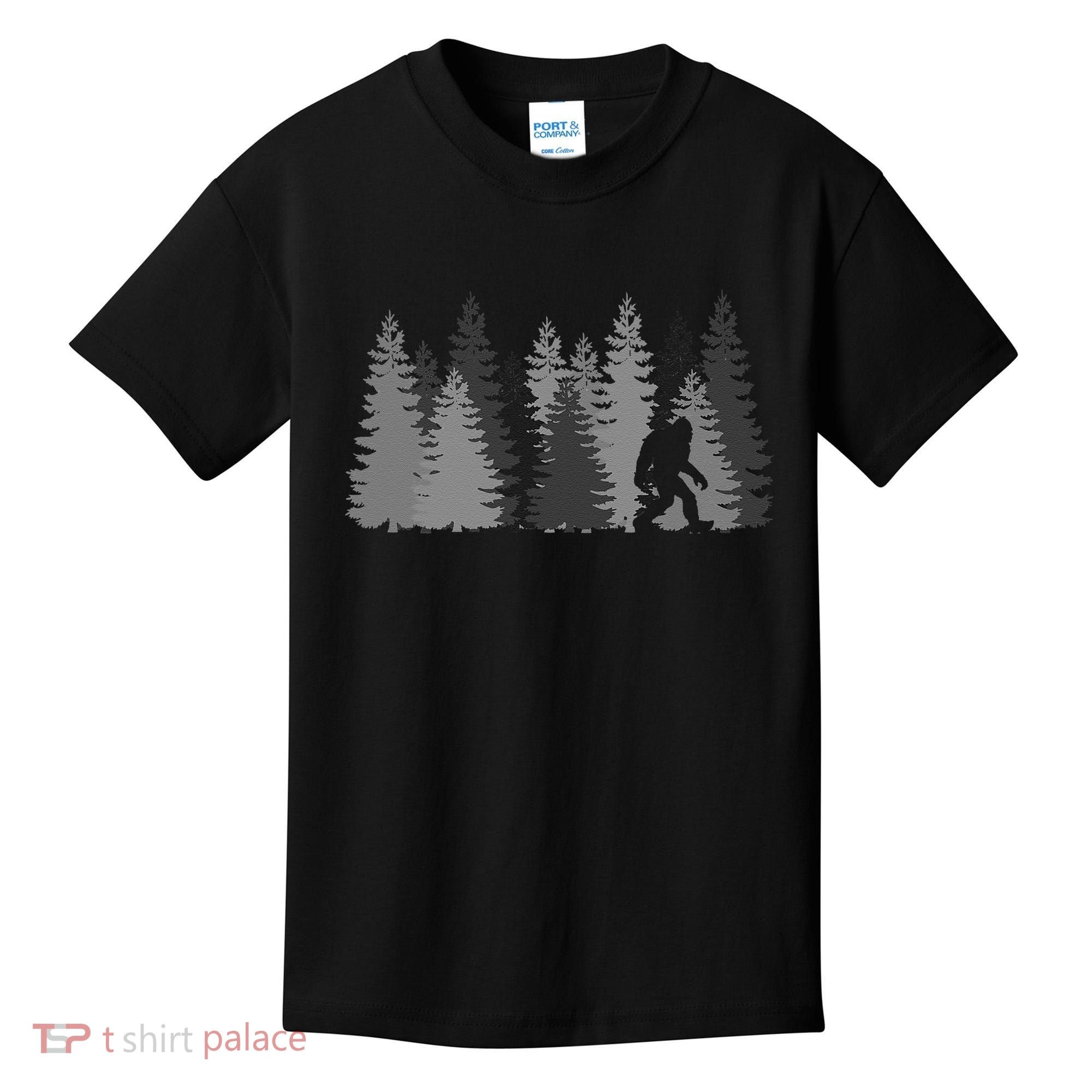 Bigfoot In The Forest Sasquatch Yeti Kids T-Shirt