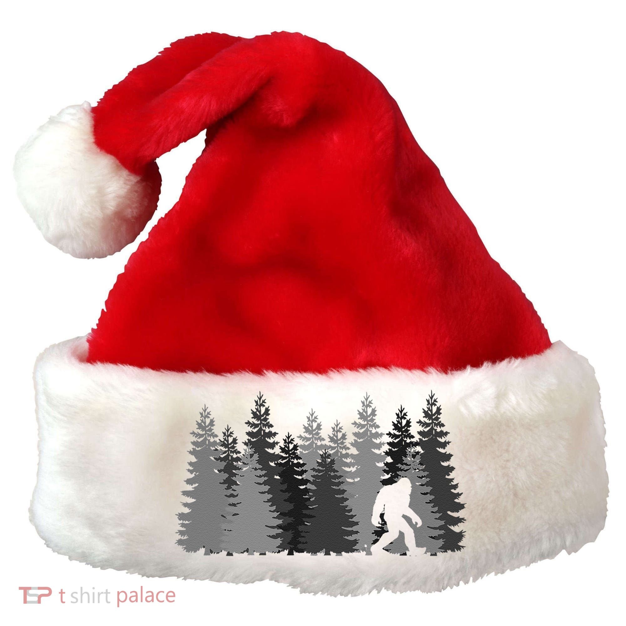 Bigfoot In The Forest Sasquatch Yeti Santa Hat
