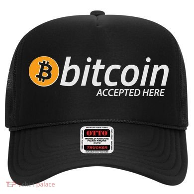 Bitcoin Accepted Here Cryptocurrency Logo Hat