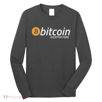 Bitcoin Accepted Here Cryptocurrency Logo Long Sleeve Shirt