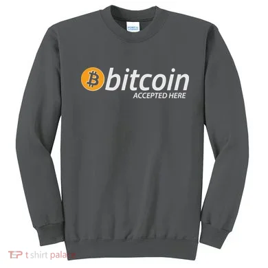 Bitcoin Accepted Here Cryptocurrency Logo Sweatshirt