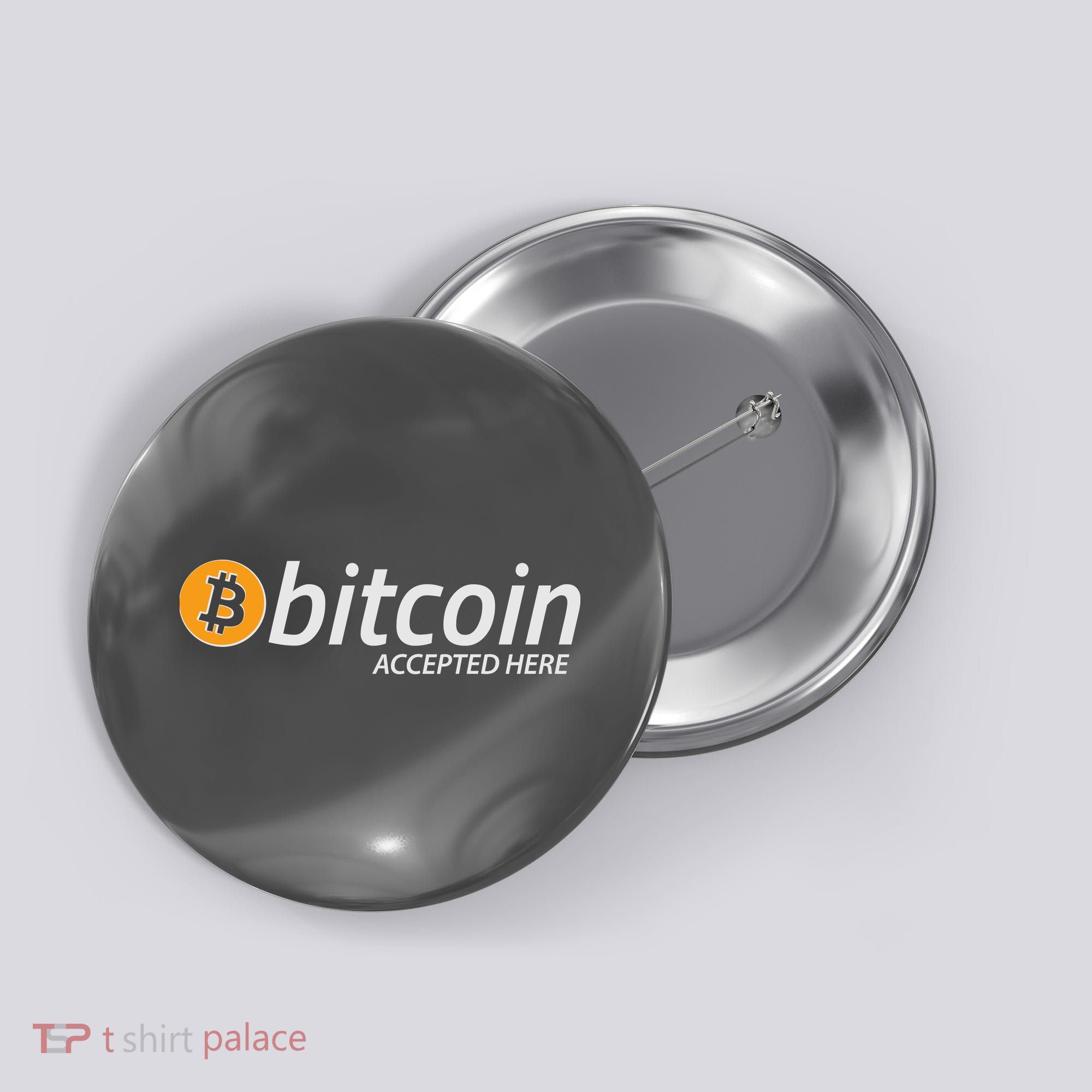 Bitcoin Accepted Here Cryptocurrency Logo Button