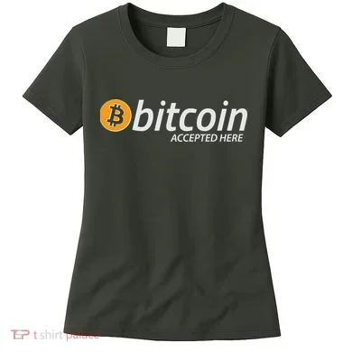 Bitcoin Accepted Here Cryptocurrency Logo Women's T-Shirt