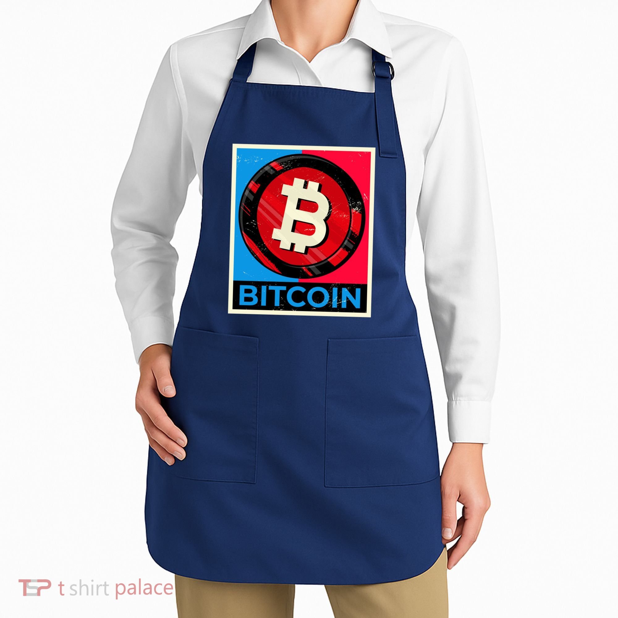 Bitcoin BTC Logo Crypto Currency Moon Hodl Apron