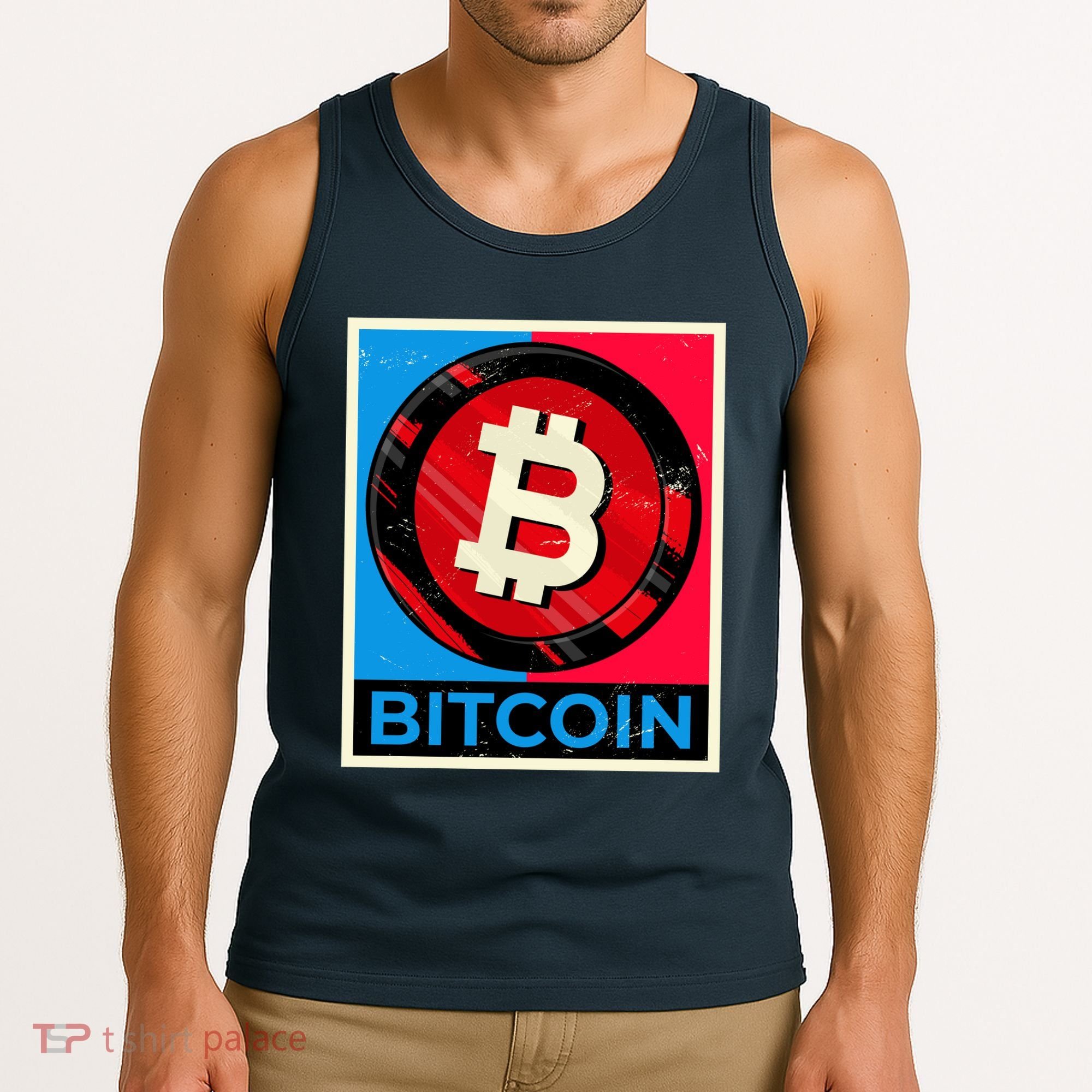 Bitcoin BTC Logo Crypto Currency Moon Hodl Tank Top