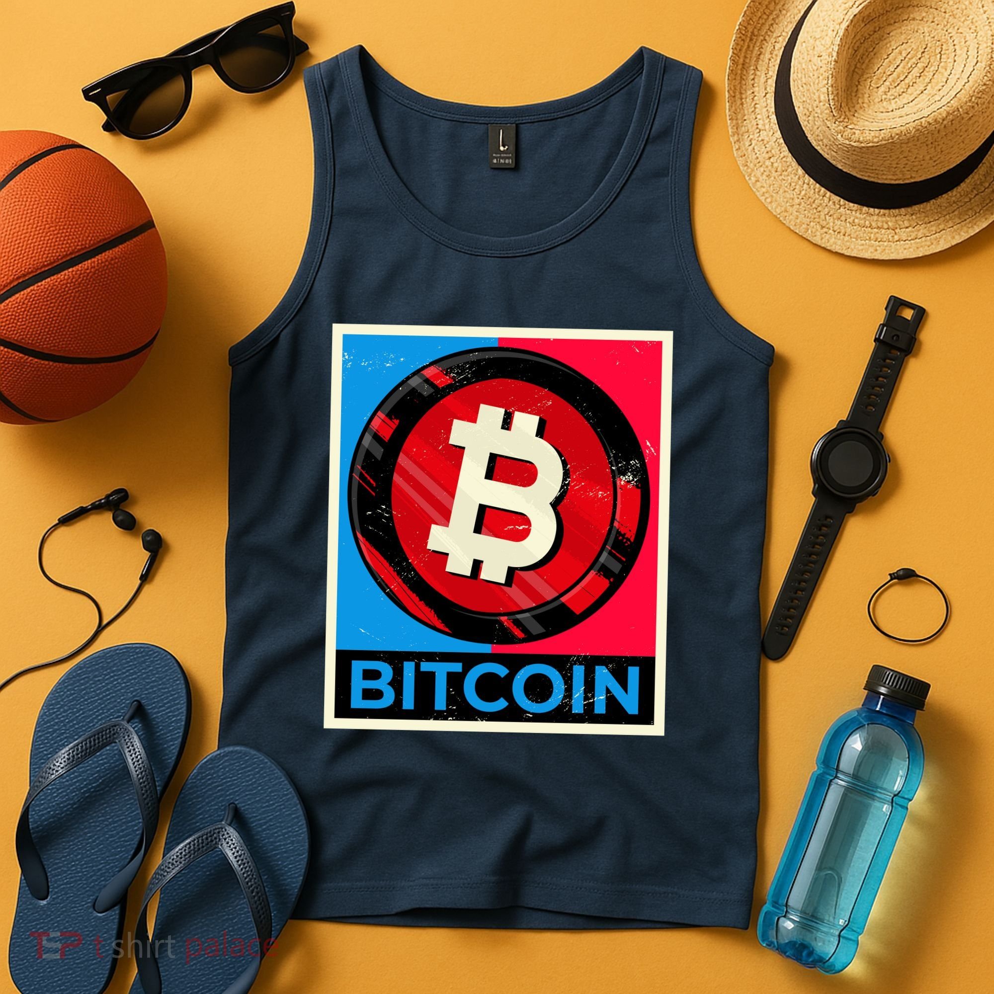 Bitcoin BTC Logo Crypto Currency Moon Hodl Tank Top