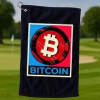 Bitcoin BTC Logo Crypto Currency Moon Hodl Golf Towel thumb 1