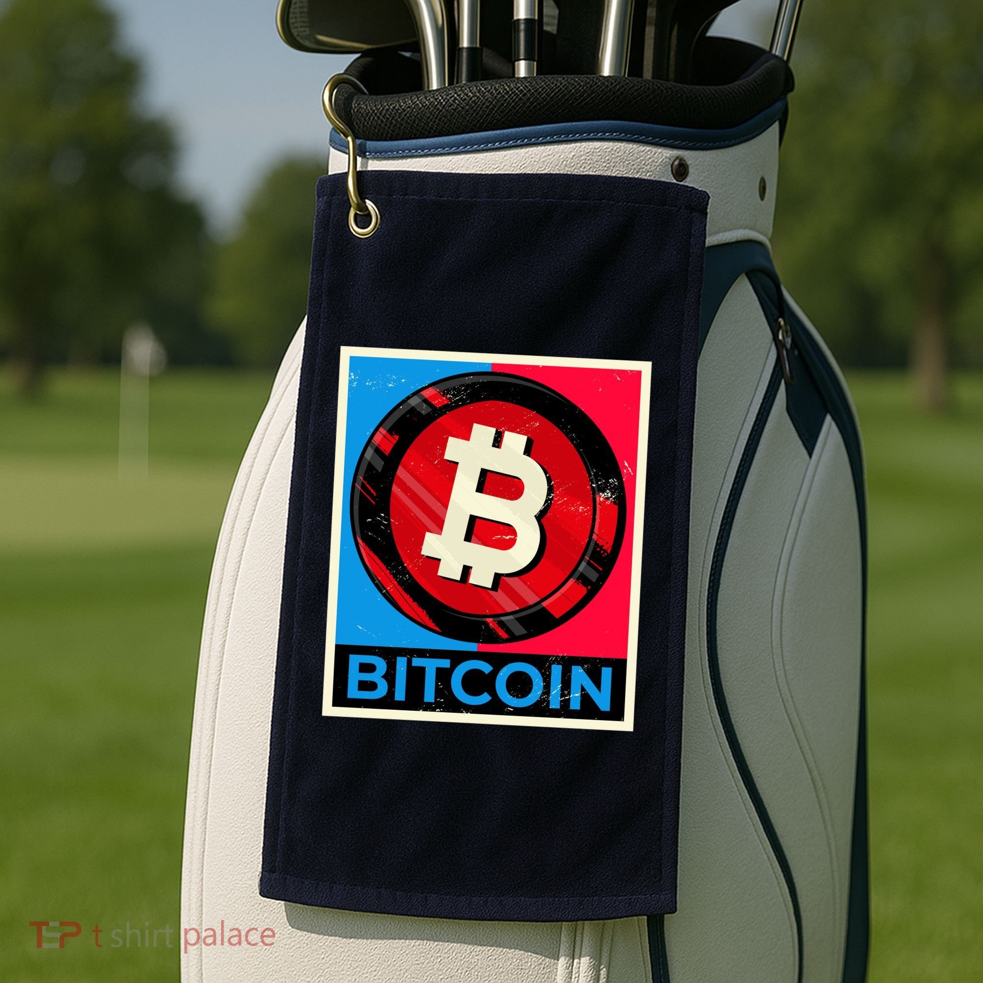 Bitcoin BTC Logo Crypto Currency Moon Hodl Golf Towel