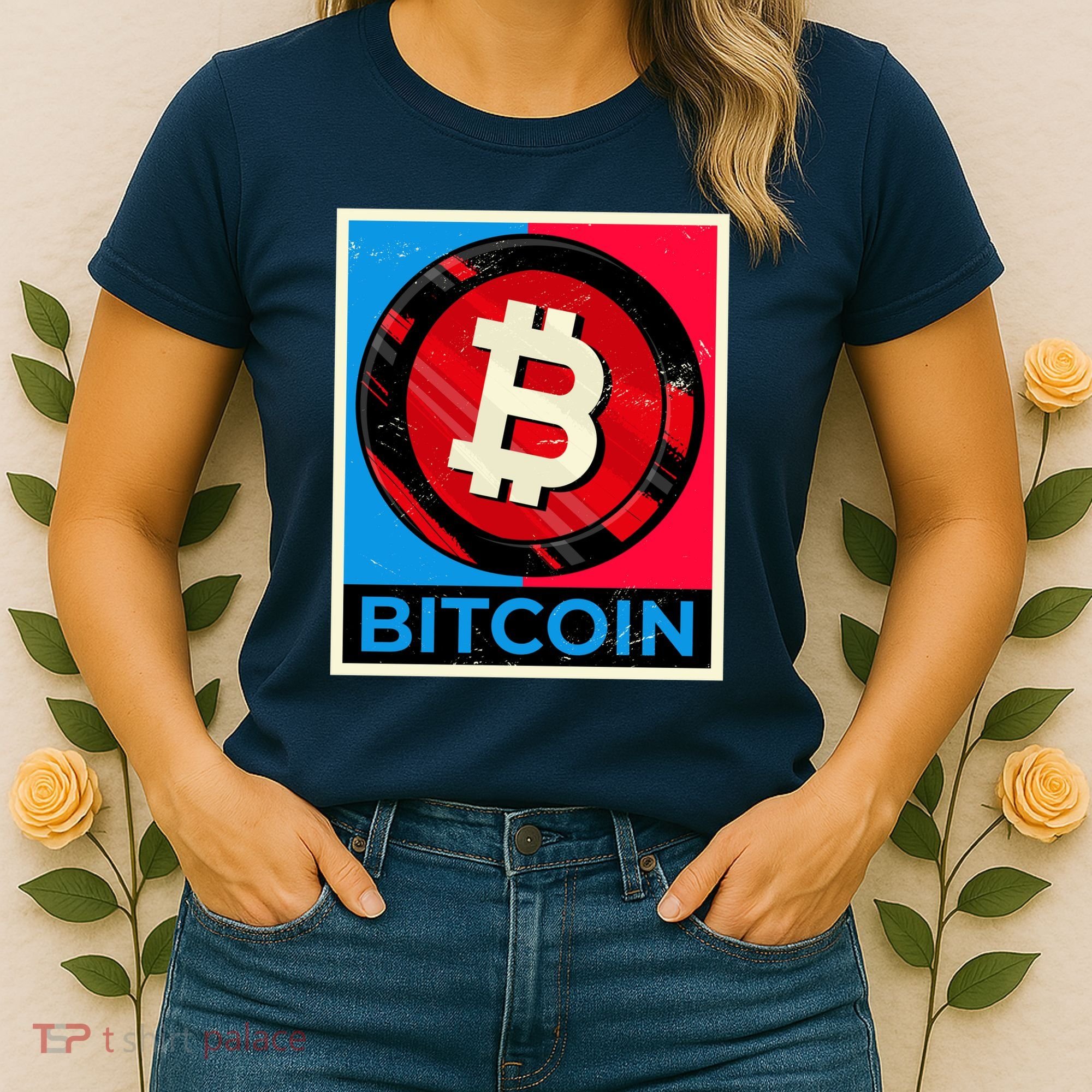 Bitcoin BTC Logo Crypto Currency Moon Hodl Women's T-Shirt