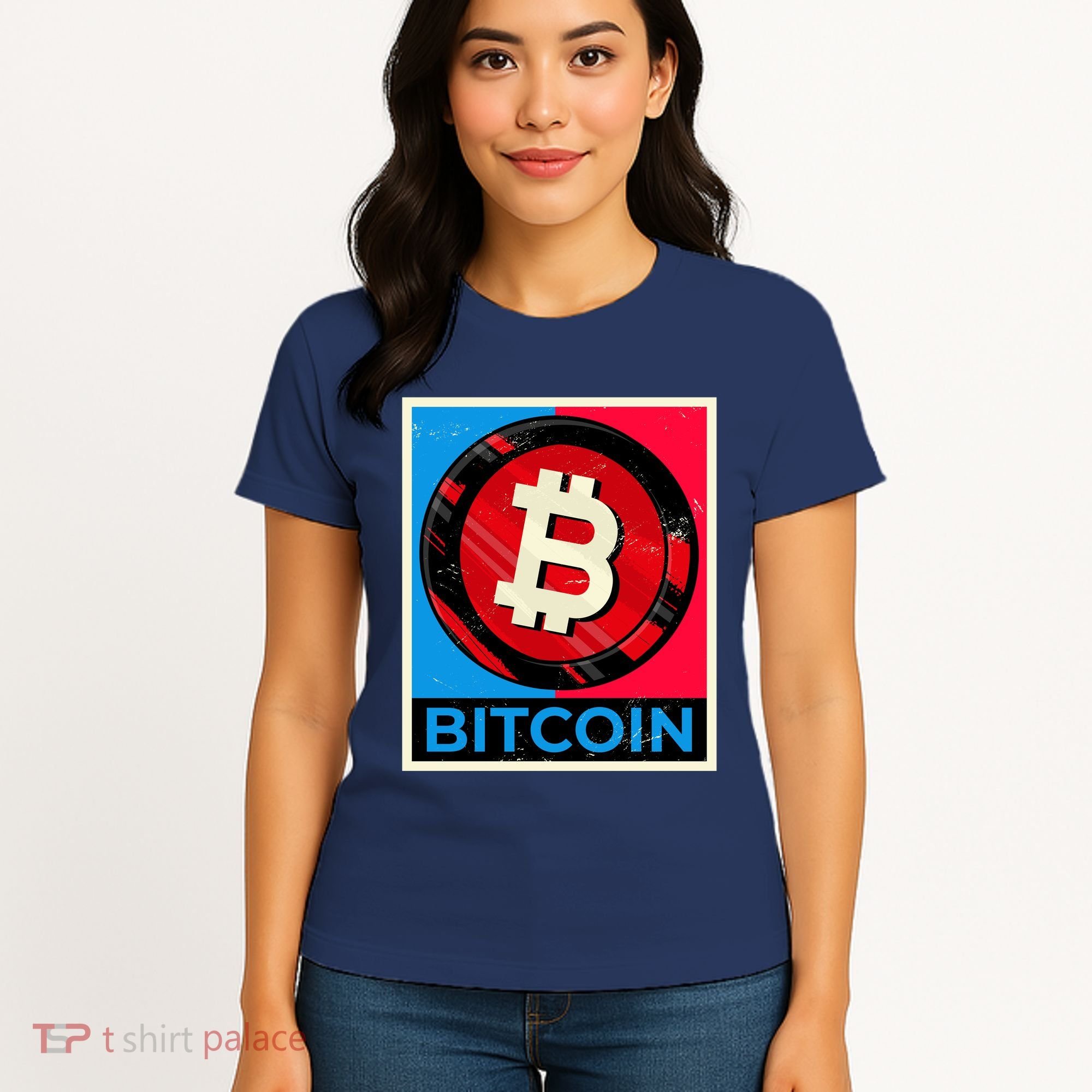 Bitcoin BTC Logo Crypto Currency Moon Hodl Women's T-Shirt