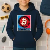 Bitcoin BTC Logo Crypto Currency Moon Hodl Kids Hoodie thumb 2