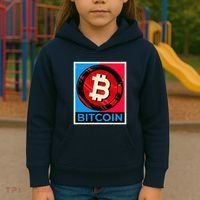 Bitcoin BTC Logo Crypto Currency Moon Hodl Kids Hoodie thumb 3