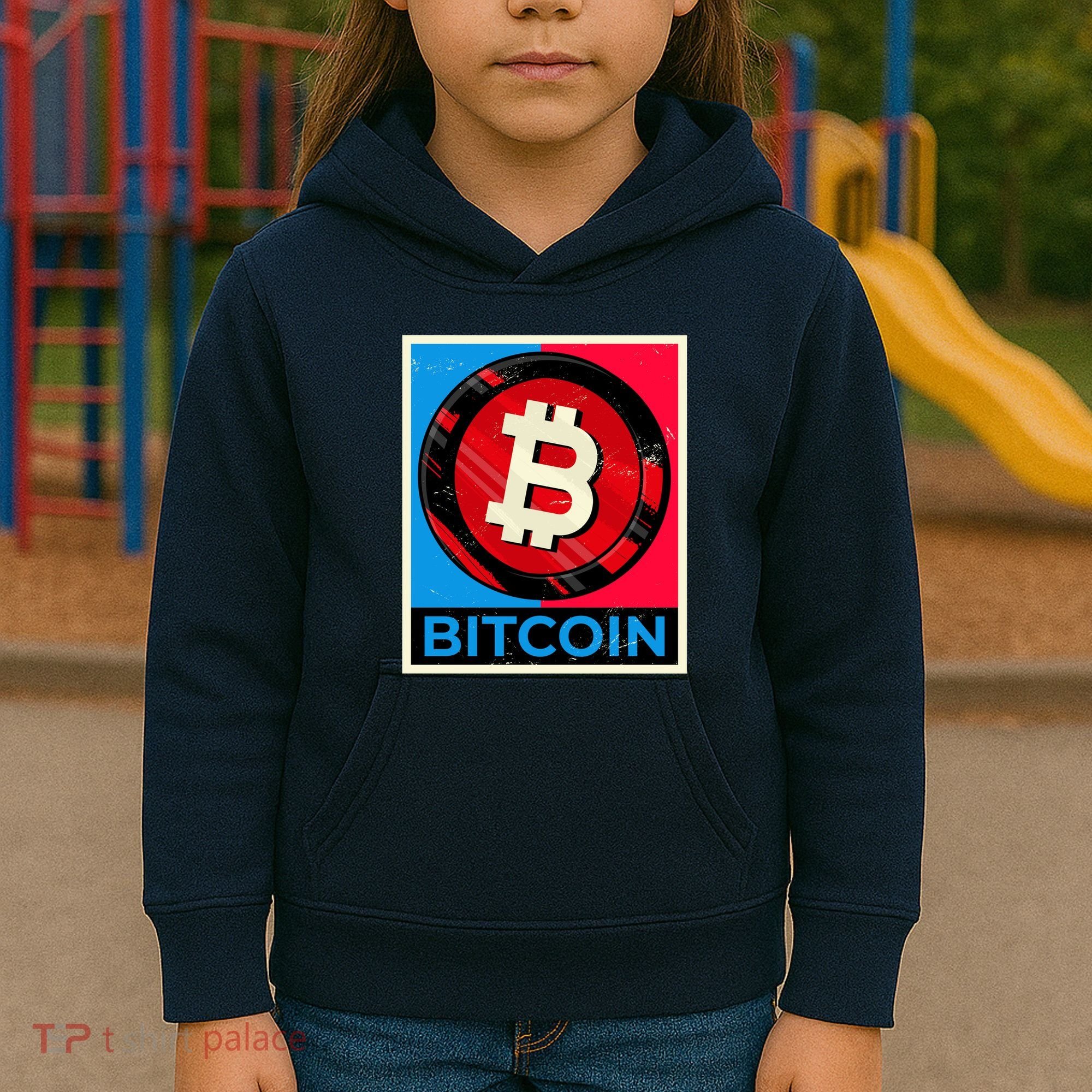 Bitcoin BTC Logo Crypto Currency Moon Hodl Kids Hoodie