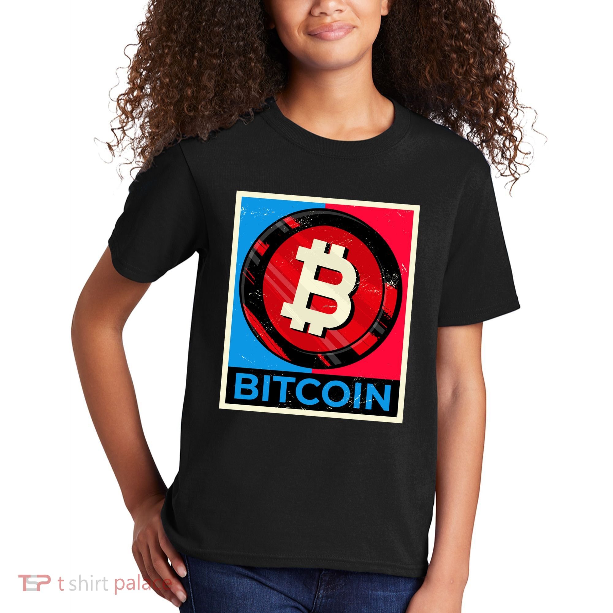 Bitcoin BTC Logo Crypto Currency Moon Hodl Kids T-Shirt