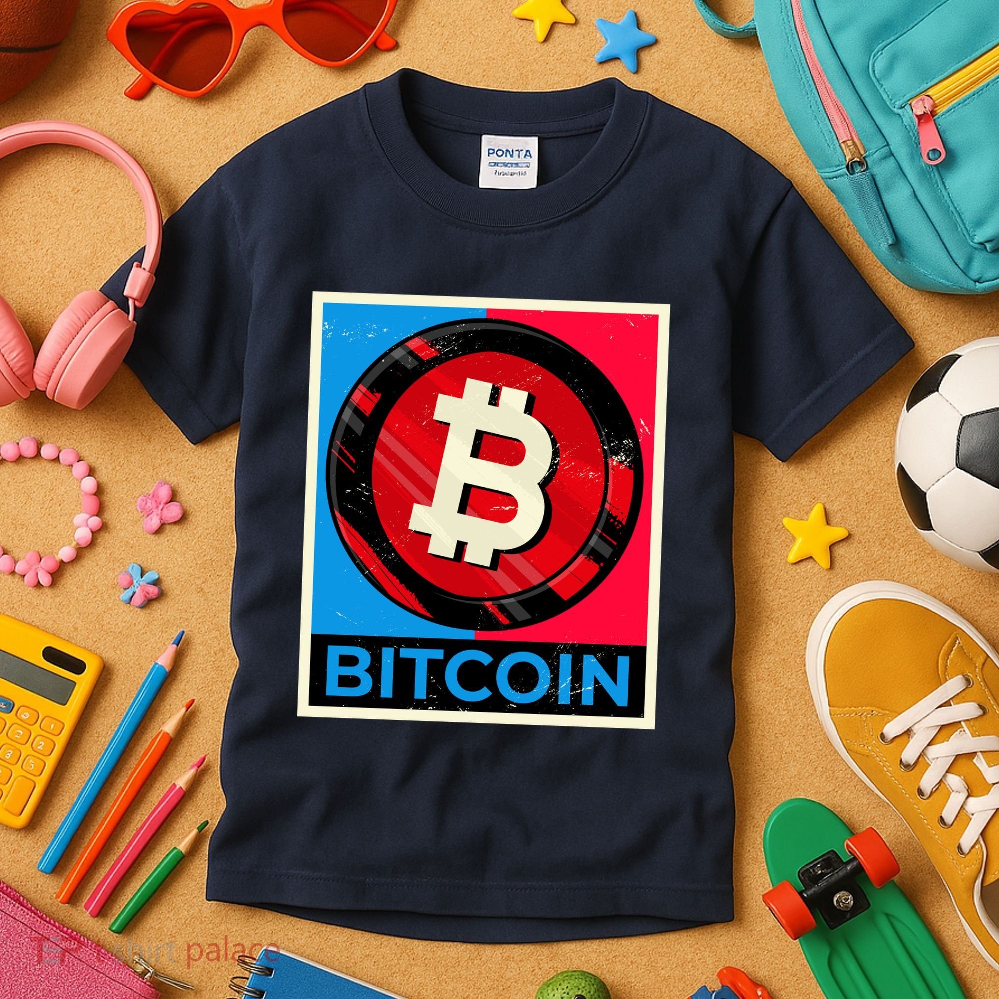 Bitcoin BTC Logo Crypto Currency Moon Hodl Kids T-Shirt