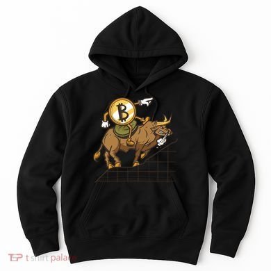 Bitcoin Cartoon Riding Bull Hoodie
