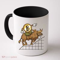 Bitcoin Cartoon Riding Bull Coffee Mug thumb 0