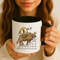 Bitcoin Cartoon Riding Bull Coffee Mug thumb 3