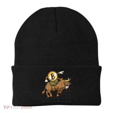 Bitcoin Cartoon Riding Bull Beanie