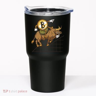 Bitcoin Cartoon Riding Bull Tumbler