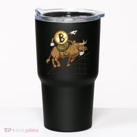 Bitcoin Cartoon Riding Bull Tumbler thumb 0