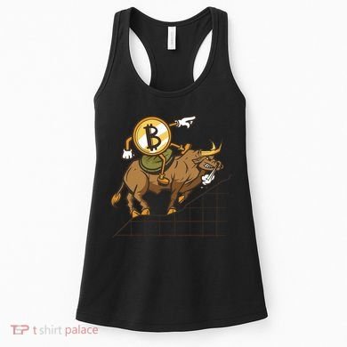 Bitcoin Cartoon Riding Bull Women's Tank Top