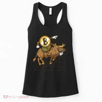 Bitcoin Cartoon Riding Bull Women's Tank Top thumb 0