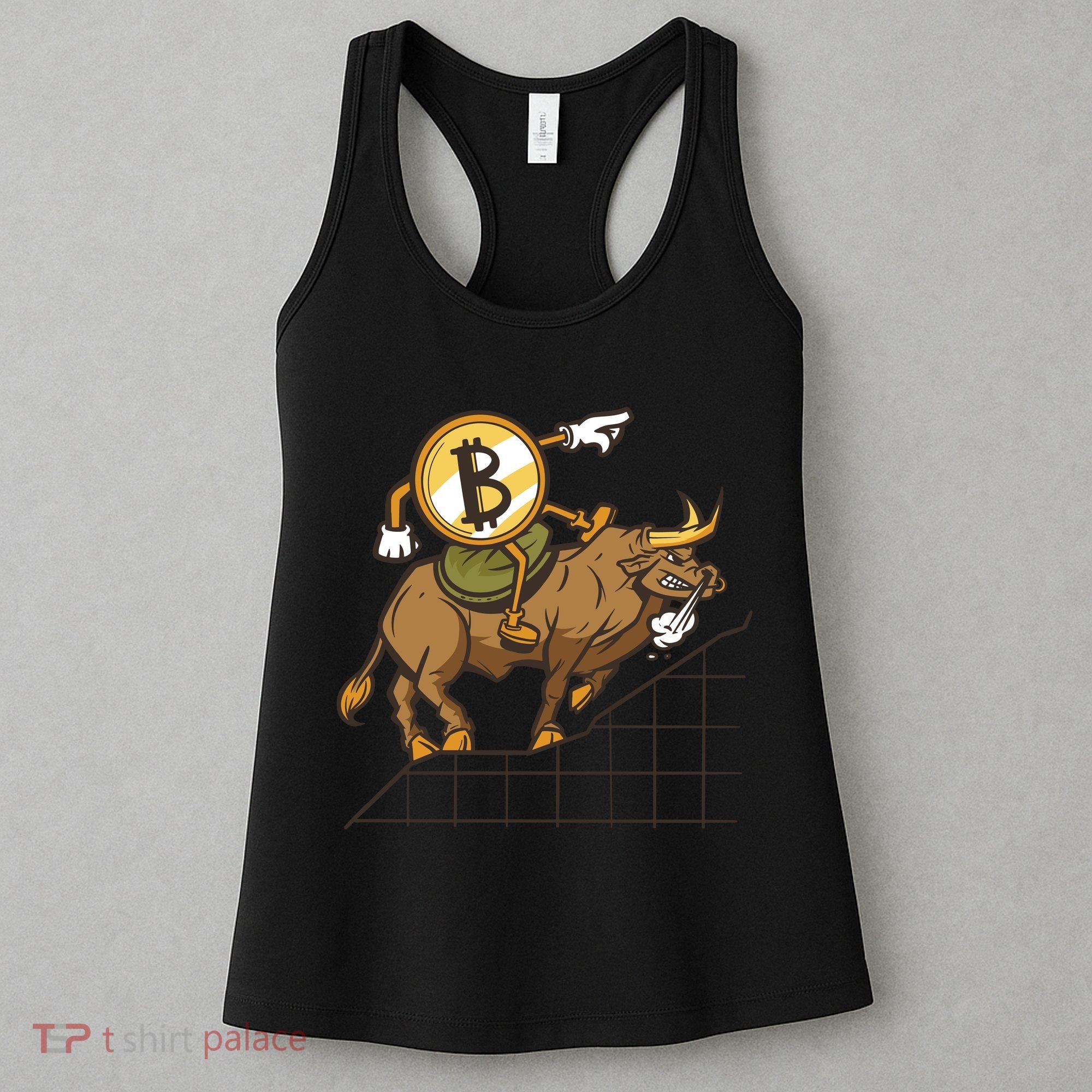 Bitcoin Cartoon Riding Bull Women's Tank Top