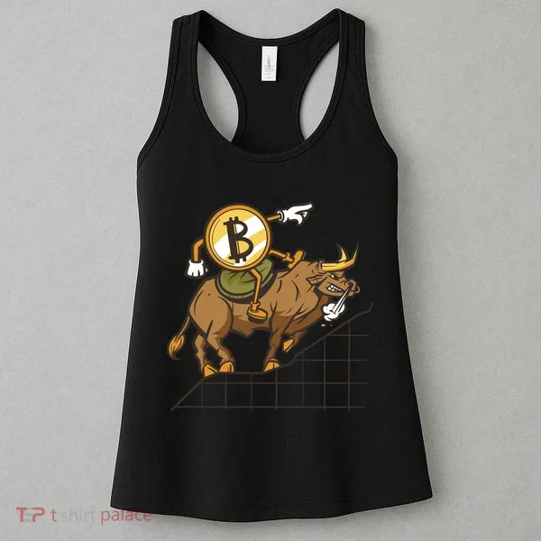 Bitcoin Cartoon Riding Bull Women's Tank Top