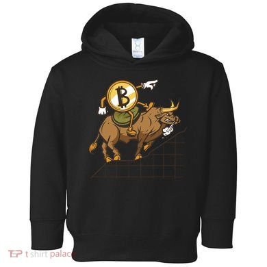 Bitcoin Cartoon Riding Bull Toddler Hoodie