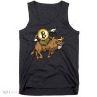 Bitcoin Cartoon Riding Bull Tank Top thumb 0