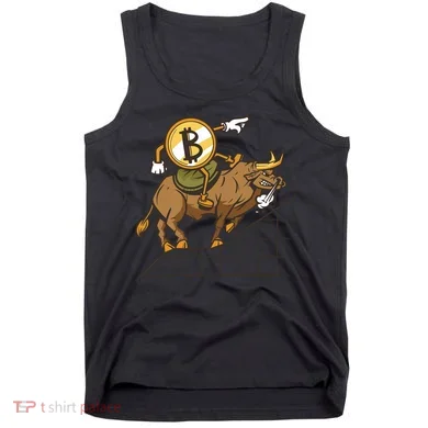 Bitcoin Cartoon Riding Bull Tank Top