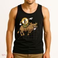 Bitcoin Cartoon Riding Bull Tank Top thumb 3