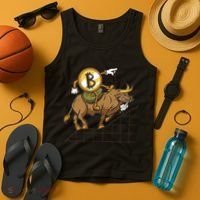 Bitcoin Cartoon Riding Bull Tank Top thumb 4
