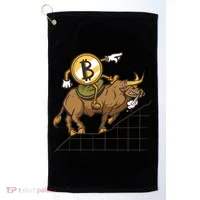 Bitcoin Cartoon Riding Bull Golf Towel thumb 0