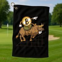 Bitcoin Cartoon Riding Bull Golf Towel thumb 1
