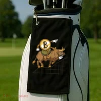 Bitcoin Cartoon Riding Bull Golf Towel thumb 2