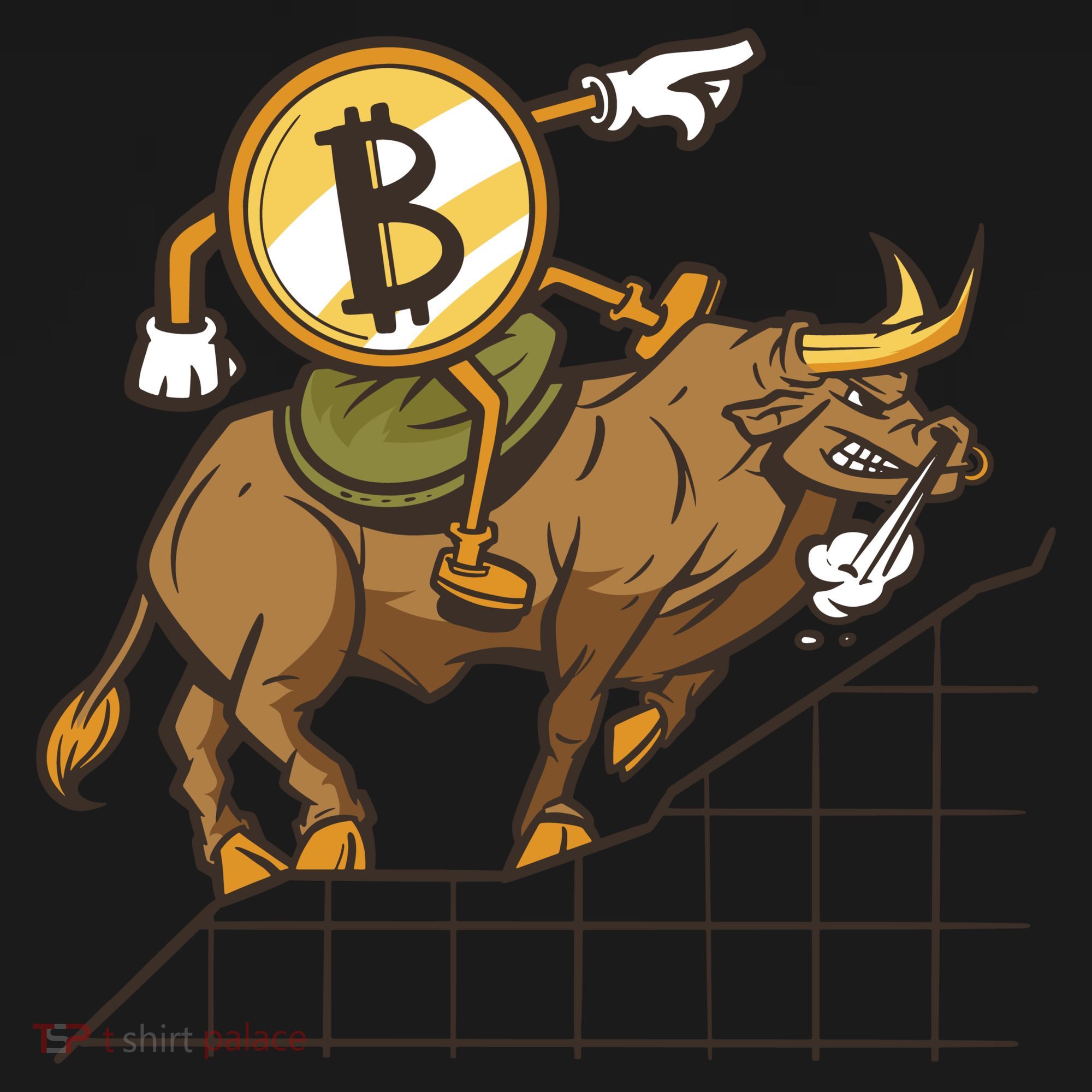 Bitcoin Cartoon Riding Bull Visor