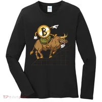 Bitcoin Cartoon Riding Bull Women's Long Sleeve Shirt thumb 0