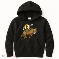 Bitcoin Cartoon Riding Bull Kids Hoodie thumb 0